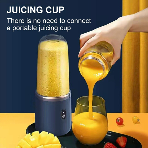Twin Gear Portable Juice Blender – 400ml, 6 Stainless Steel Blades, USB Rechargeable