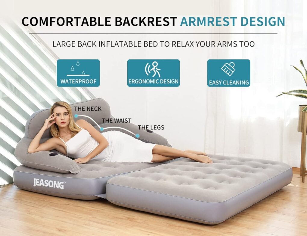 Portable Inflatable Air Couch w/Pump & Backrest